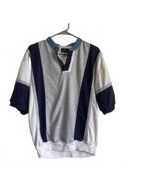 Puritan vintage polo striped denim 90’s y2k Men's medium collar